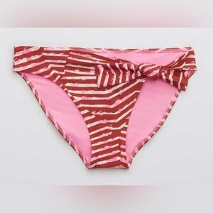 NWT Aerie Side Tie Full Coverage Bikini Bottom in Pink Zebra Print - Size L
